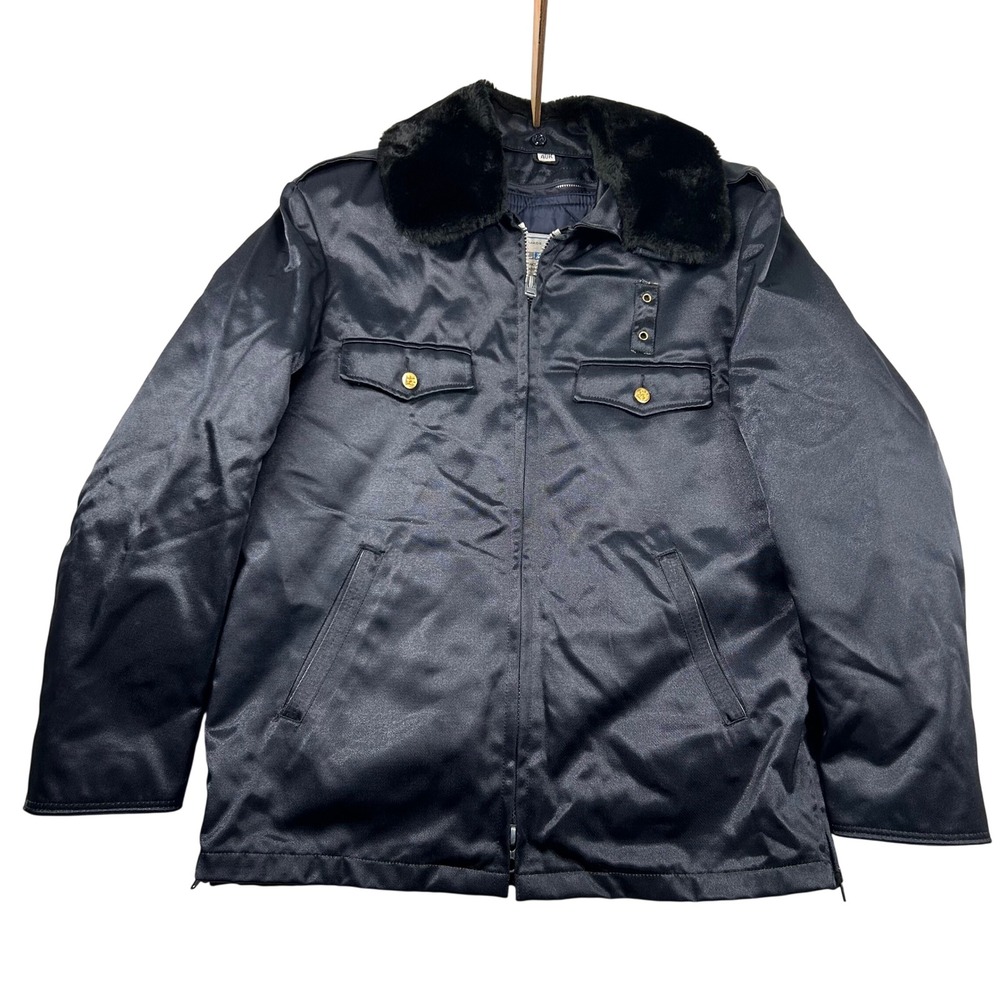 Vintage Blauer Jacket Mens 40R Navy Officer Bomber Faux Fur Collar Quilted Liner